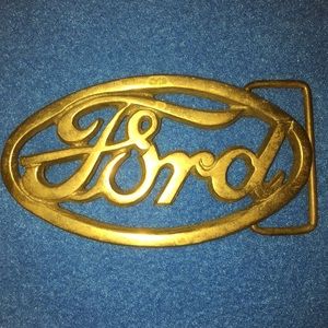 Vintage Ford Solid Brass Belt Buckle